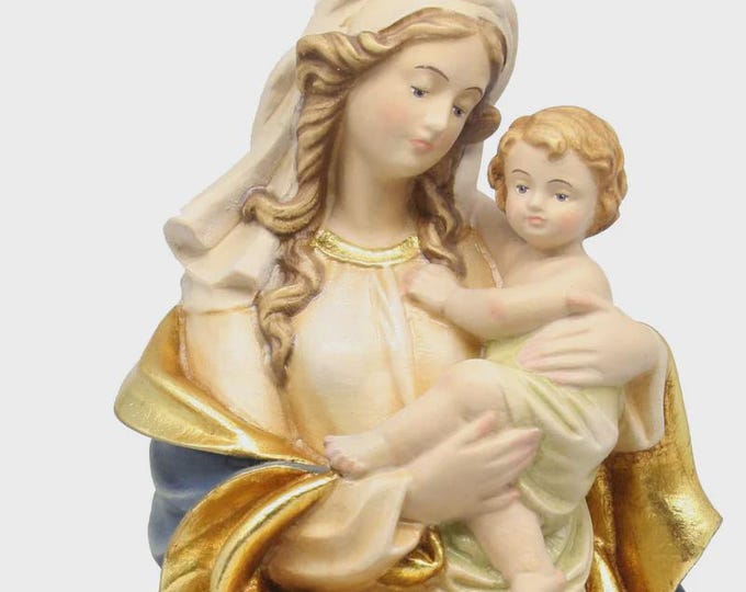 Madonna and Child statue, 100 cm (39.37 inches), hand-decorated fiberglass, for indoor and outdoor use, Italian artisan production
