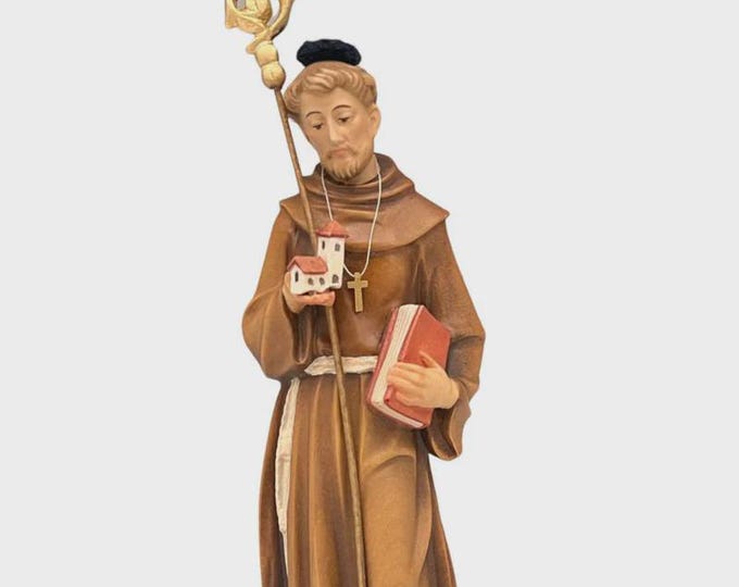 Statue of Saint Robert of Newminster carved in Valgardena wood, hand-decorated, Italian artisan production, various sizes