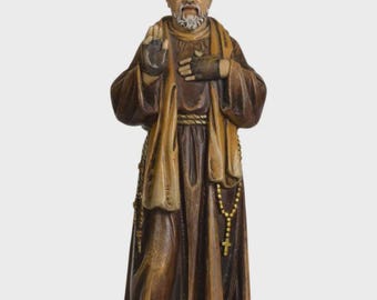 Statue of Saint Padre Pio of Pietrelcina 20 cm (7.87 inches) in Valgardena wood pulp, hand decorated, Italian production