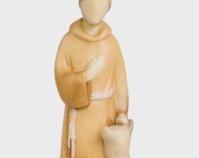 Modern statue of Saint Francis of Assisi carved in Valgardena wood, hand-decorated, Italian artisan production, various sizes