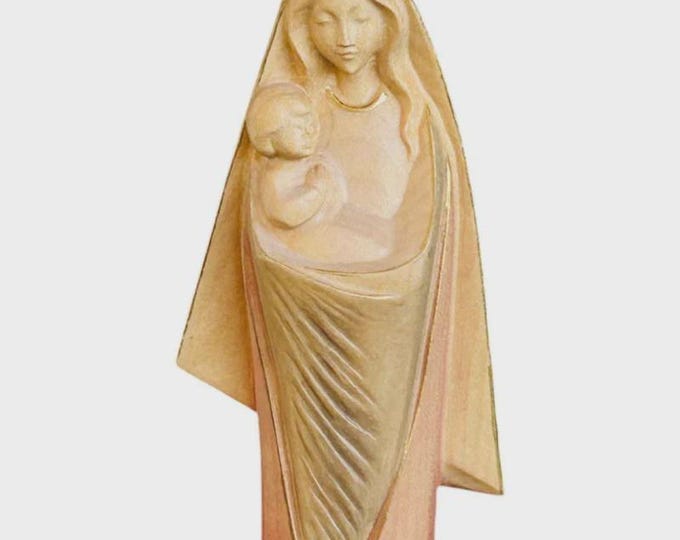 Statue of the Madonna Mother of us all carved in Valgardena wood and hand decorated, Italian artisan production, various sizes