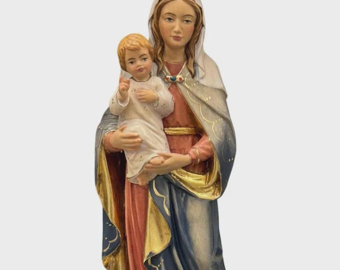 Statue of Our Lady of Hope carved in Valgardena wood, hand-decorated, Italian artisan production, various sizes