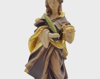 Statue of Saint Agnes carved in Valgardena wood and hand-decorated, Italian artisan production, various sizes