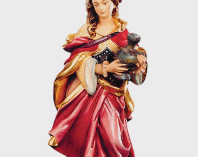 Statue of Saint Mary Magdalene carved in Valgardena wood and hand-decorated, Italian artisan production, various sizes