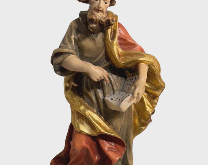 Statue of Saint Benjamin of Persia carved in Valgardena wood, hand-decorated, Italian artisan production, various sizes