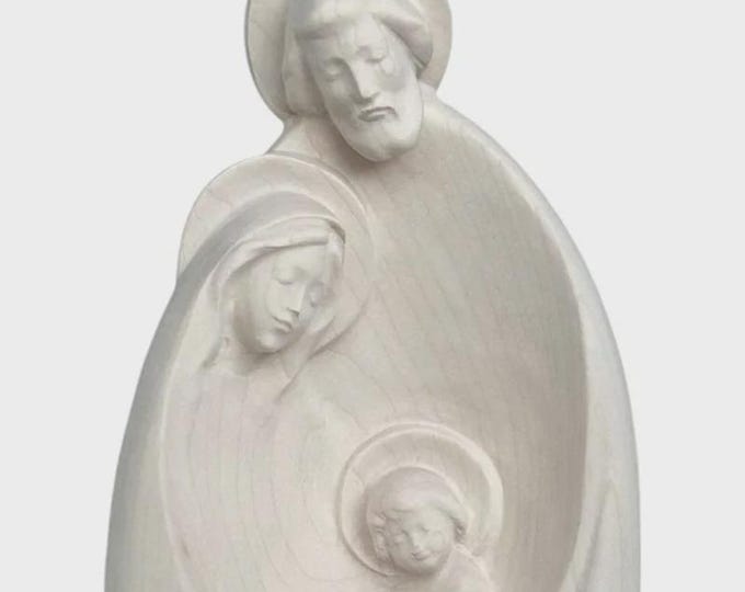 Presepe, Sacra Famiglia classica, scolpito in legno naturale della Valgardena, varie misure disponibili, produzione artigianale italiana