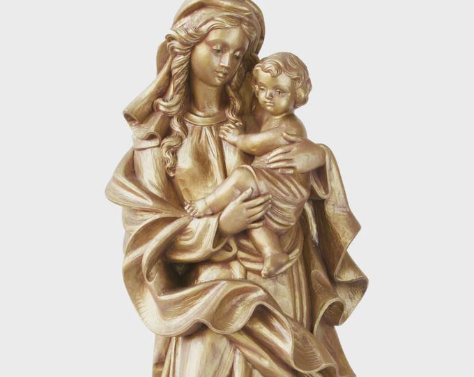 Madonna with child statue 60 cm (23.6 inches) in hand-decorated fiberglass, for outdoor and indoor use, Italian artisan production