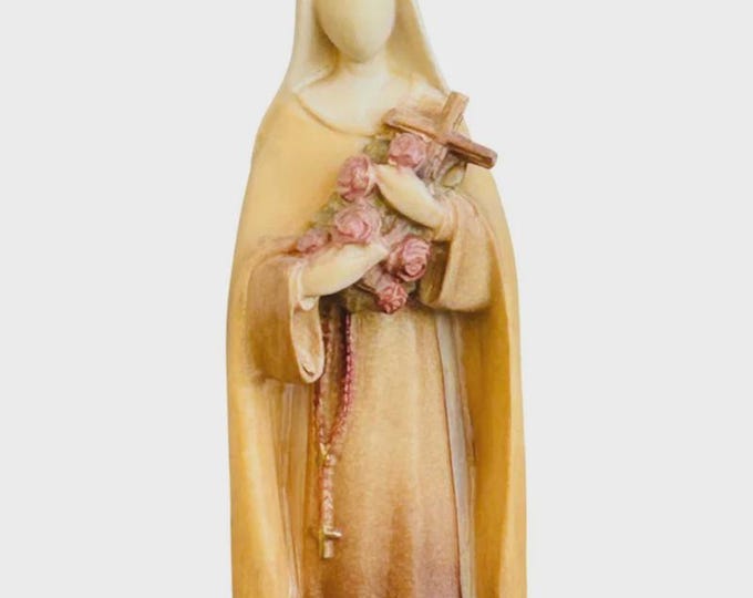 Statue of Saint Teresa of Lisieux carved in Valgardena wood, hand-decorated, Italian artisan production, various sizes