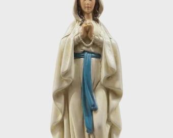 Statue of Our Lady of Lourdes 15 cm (5.91 inches) in Valgardena wood pulp, hand-decorated, Italian artisan production