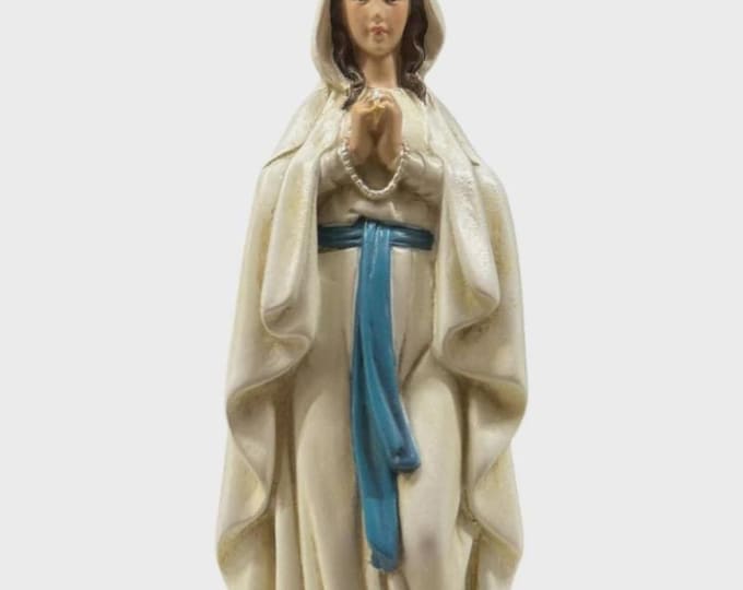 Statue of Our Lady of Lourdes 15 cm (5.91 inches) in Valgardena wood pulp, hand-decorated, Italian artisan production