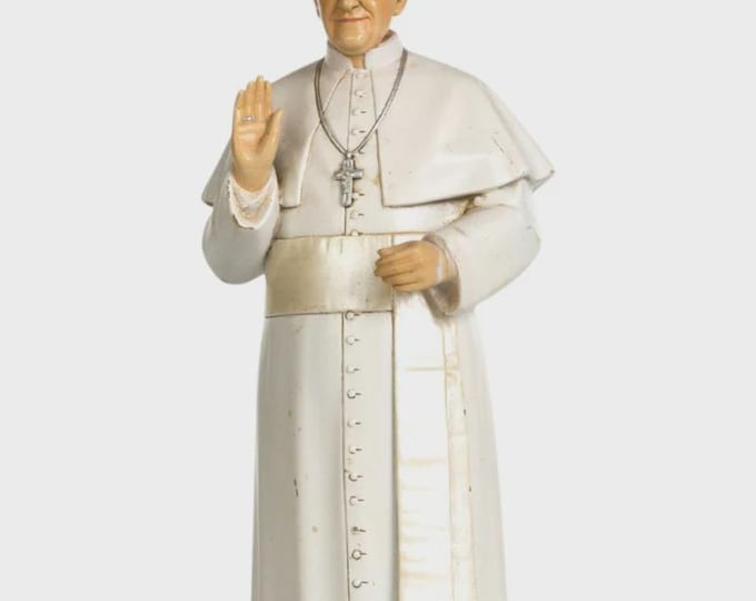 Statue of Pope Francis, Bergoglio 15 cm (5.91 inches) in Valgardena wood pulp, hand-decorated, Italian artisan production