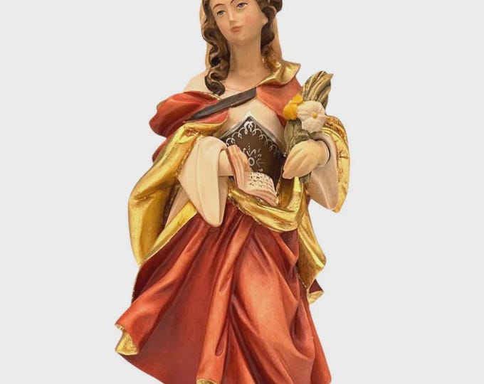 Statue of Saint Christina carved in Valgardena wood and hand-decorated, Italian artisan production, various sizes
