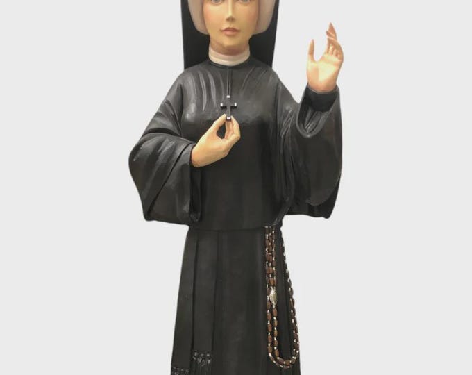 Statue of Saint Faustina Kowalska carved in Valgardena wood, hand-decorated, Italian artisan production, various sizes