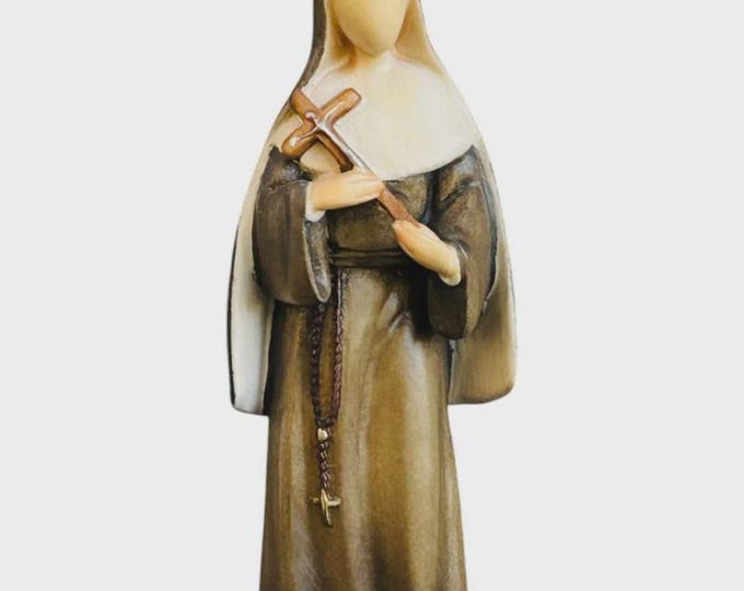 Statue of Saint Rita of Cascia carved in Valgardena wood, hand-decorated, Italian artisan production, various sizes