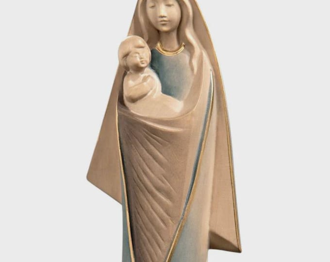 Statue of the Madonna Mother of us all carved in Valgardena wood and hand decorated, Italian artisan production, various sizes