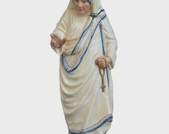 Statue of Saint Mother Teresa of Calcutta carved in Valgardena wood, hand-decorated, Italian artisan production, various sizes