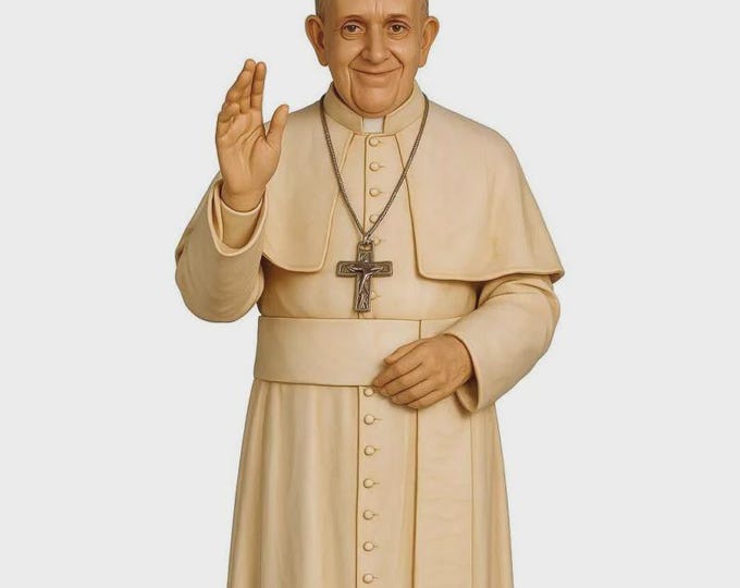 Statue of Pope Francis, Jorge Mario Bergoglio, carved in Valgardena wood, hand-decorated, Italian production, various sizes