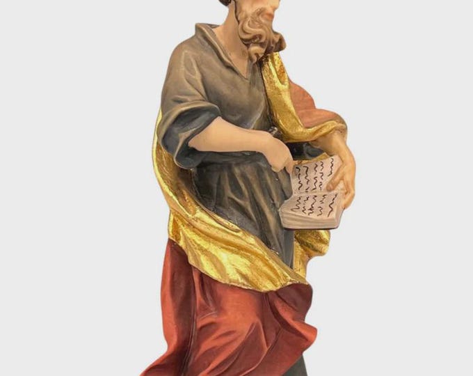 Statue of Saint Anthony of Florence with skull carved in Valgardena wood, hand-decorated, Italian artisan production, various sizes