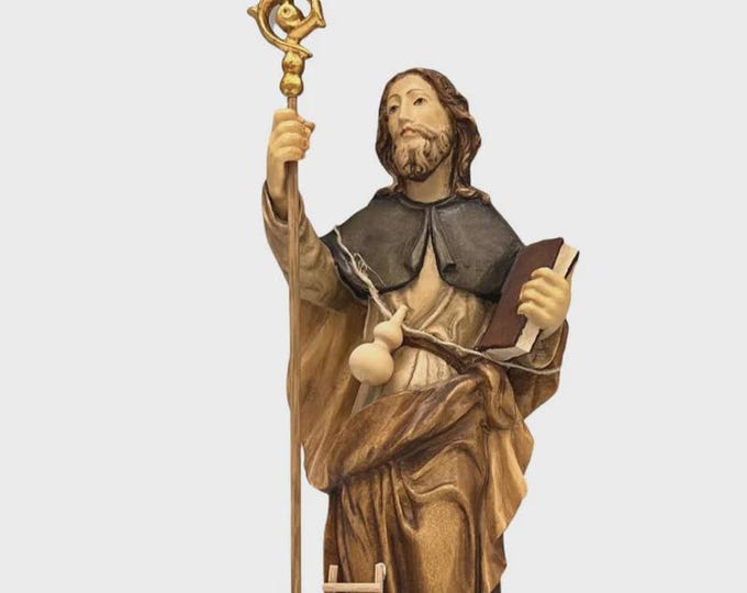 Statue of Saint John Climacus carved in Valgardena wood, hand-decorated, Italian artisan production, various sizes