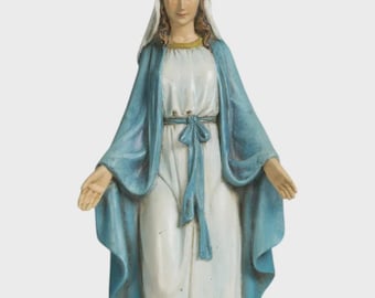 Statue of the Miraculous Madonna, Immaculate 15 cm (5.91 inches) in Valgardena wood pulp, hand decorated, Italian production