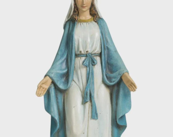 Statue of the Miraculous Madonna, Immaculate 15 cm (5.91 inches) in Valgardena wood pulp, hand decorated, Italian production