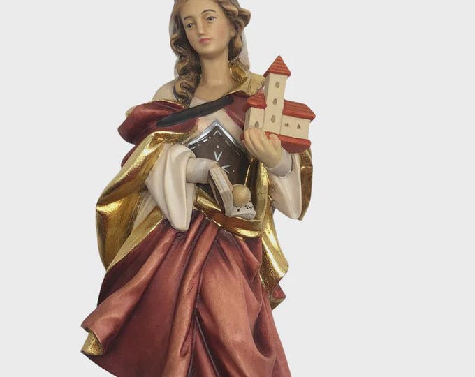 Statue of Saint Matilda carved in Valgardena wood and hand-decorated, Italian artisan production, various sizes