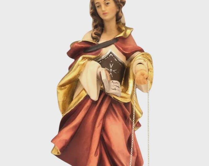 Statue of Saint Juliana carved in Valgardena wood and hand-decorated, Italian artisan production, various sizes