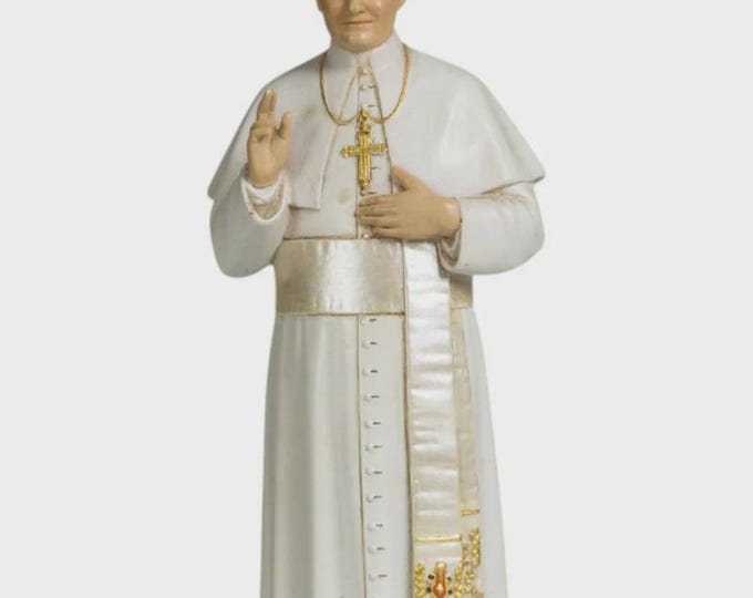 Statue of Saint John Paul II Pope 15 cm (5.91 inches) in Valgardena wood pulp, hand decorated, Italian artisan production