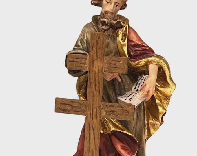 Statue of St. Philip the Apostle carved in Valgardena wood, hand-decorated, Italian artisan production, various sizes