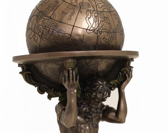 Classical sculpture Atlas, Titan Atlas, 23 cm (9.05 inches) in bronzed resin marble, handcrafted, made in Italy