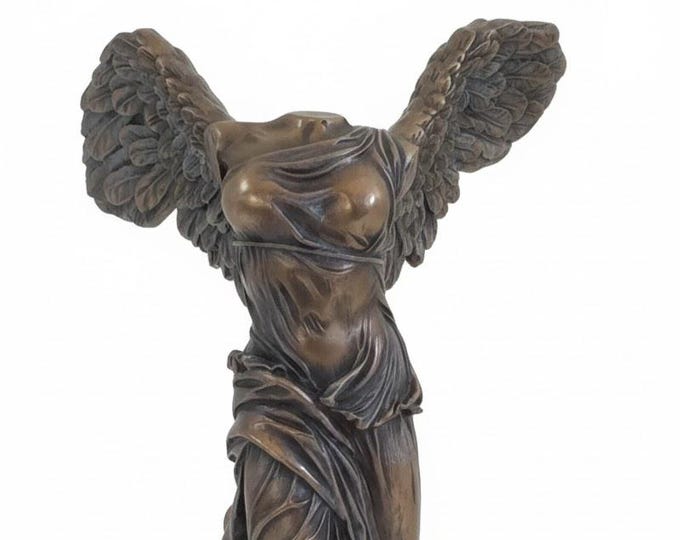 Scultura classica Nike di Samotracia, cm 26 (10,23 inches) in marmo resina bronzata, artigianale, made in Italy
