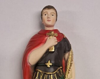 Statue of Saint Expeditus cm 30 (11.81 inches) in marble resin full decorated by hand of Italian artisan production