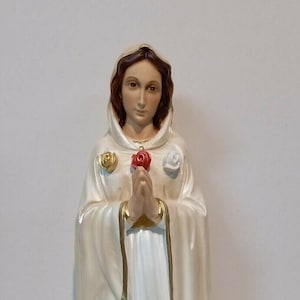 Statue de la Madone Maria Rosa Mystica 45 cm en résine de nacre décorée à la main, production artisanale italienne