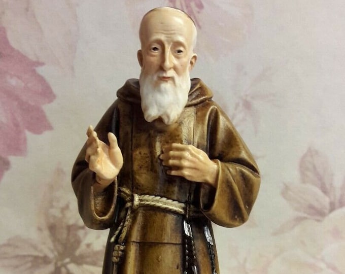 Statue of Saint Leopold Mandic cm 18 (7.08 inches) in marble resin full decorated by hand of Italian artisan production