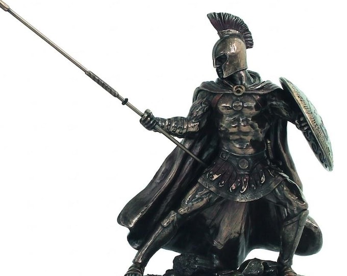 Classical sculpture of Hector, 23 cm (9.05 inches) in bronzed resin marble, handcrafted, made in Italy