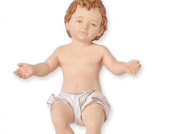 Baby Jesus statue in resin 30 cm (11.81 inches), finely hand-decorated, artisanal production, ideal for both indoor and outdoor use