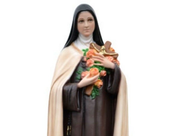 Statue of Saint Teresa 40 cm (15.74 inches) in hand-decorated resin marble, Italian artisan production