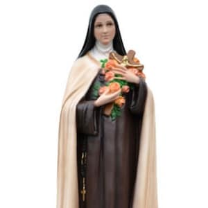 Statue of Saint Teresa 40 cm (15.74 inches) in hand-decorated resin marble, Italian artisan production