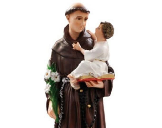 Statue of St. Anthony of Padua cm 50 (19.68 inches) in hand-decorated resin marble of Italian craftsmanship