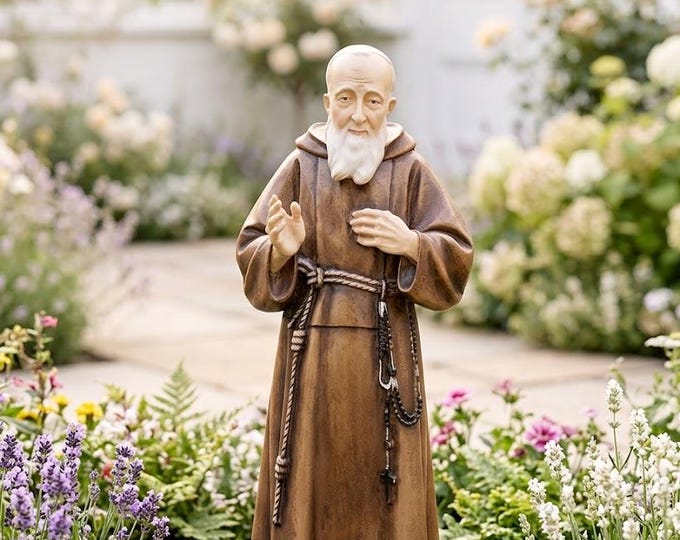 Statue of Saint Leopold Mandic 100 cm (39.37 inches) in marble resin hand decorated, Italian artisan production