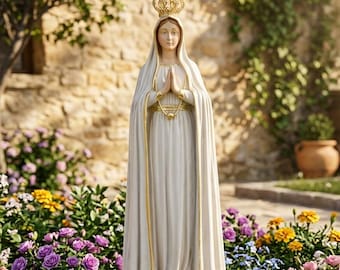 Statue of Our Lady of Fatima 69 cm (27.16 inches) in hand-decorated marble resin, Italian artisan production