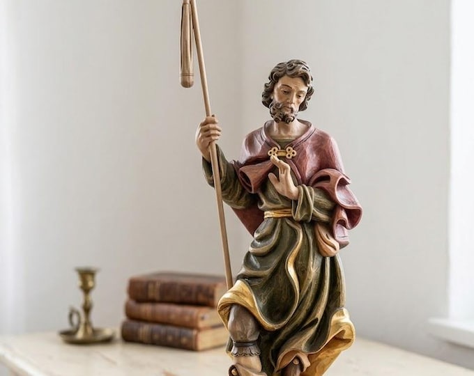 Statue of Saint Isidore, carved in Valgardena wood, hand-decorated, Italian artisan production, various sizes