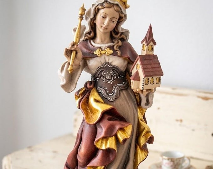 Statue of Saint Cunegonda carved in Valgardena wood and hand-decorated, Italian artisan production, various sizes