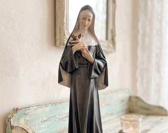 Statue of Saint Rita of Cascia carved in Valgardena wood, hand-decorated, Italian artisan production, various sizes