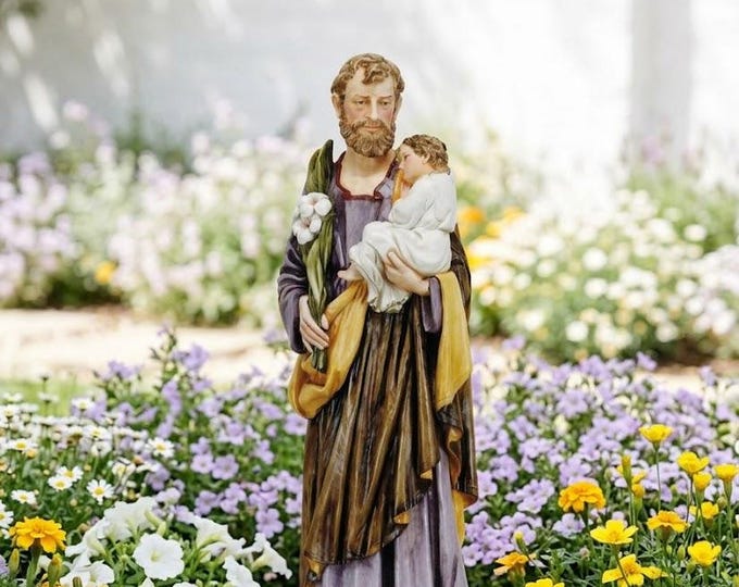 Statue of Saint Joseph 60 cm (23.62 inches) in marble resin hand decorated, Italian artisan production