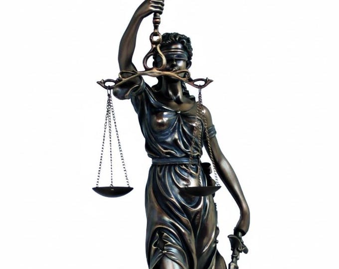 Classical sculpture Themis Goddess of Justice, 50 cm (19.68 inches) in bronzed resin marble, handcrafted, made in Italy