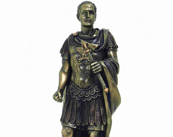 Classical sculpture of Gaius Julius Caesar, 25 cm (9.84 inches) in bronzed resin marble, handcrafted, made in Italy