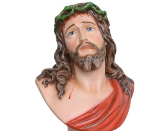Statue of Jesus bust Ecce Homo cm 30 (11.81 inches) in hand-decorated resin of Italian craftsmanship