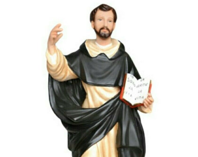 Statue of San Domenico Guzman cm 55 (21,65 inches) in hand-decorated resin marble of Italian artisan production