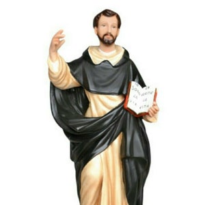 Estátua de San Domenico Guzman 55 cm (21,65 polegadas) em mármore de resina decorado à mão, produção artesanal italiana